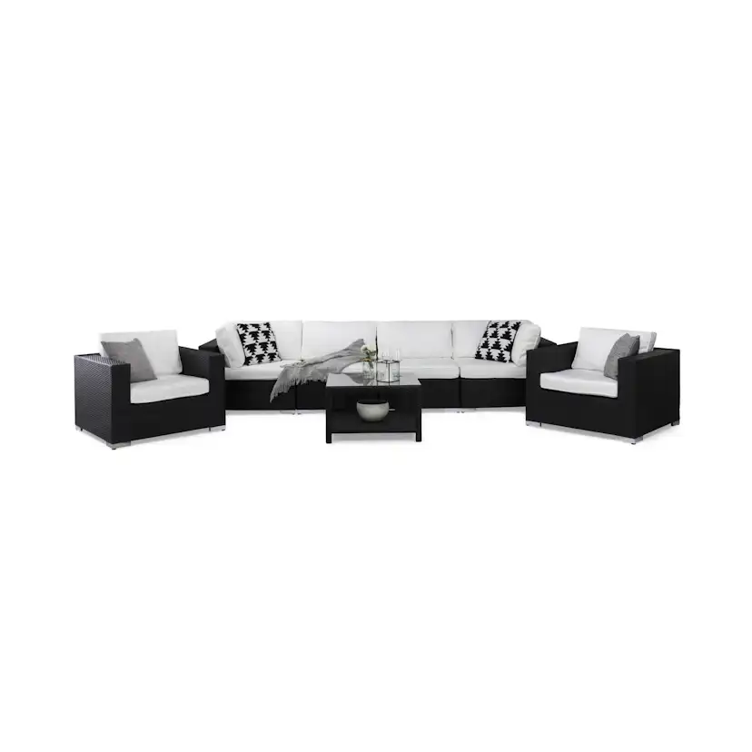 Loungegrupp Comfort Garden Bahamas 6-sits med Dubbla Fåtöljer och Bord med Hylla