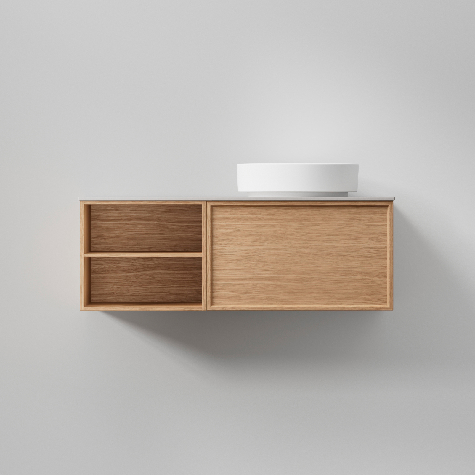AIR Wood 100 C,Natural Oak,Helfront 2 lådor(H),Öppen (V),996 Natural Oak, Helfront med 2 lådor (H), Öppen förvaring (V)