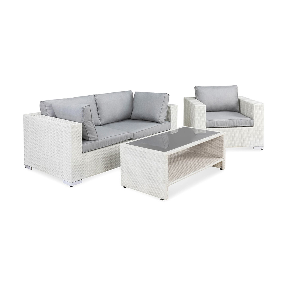 Loungegrupp Comfort Garden Bahamas 3-sits med Fåtölj och Bord med Hylla