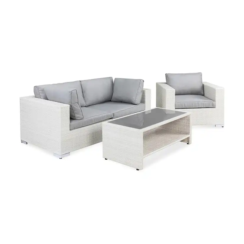 Loungegrupp Comfort Garden Bahamas 3-sits med Fåtölj och Bord med Hylla