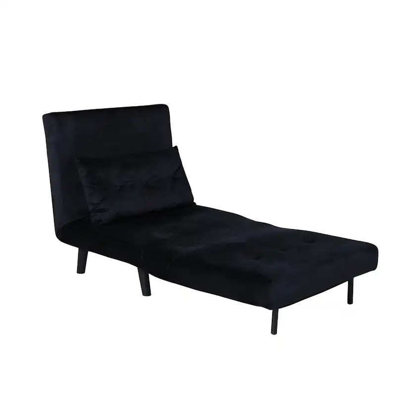 Vicky Folding Bed Single - Black / Black Velvet Svart