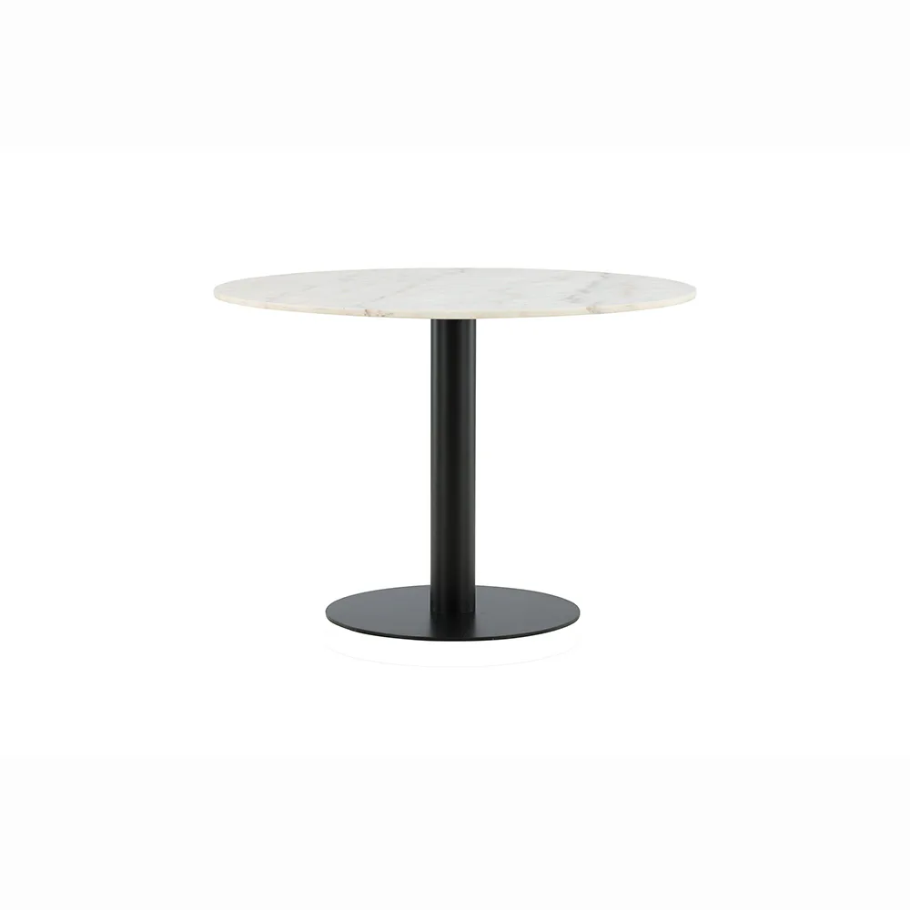 Estelle Dining Table round 106cm White marble / Black Legs Vit/Svart