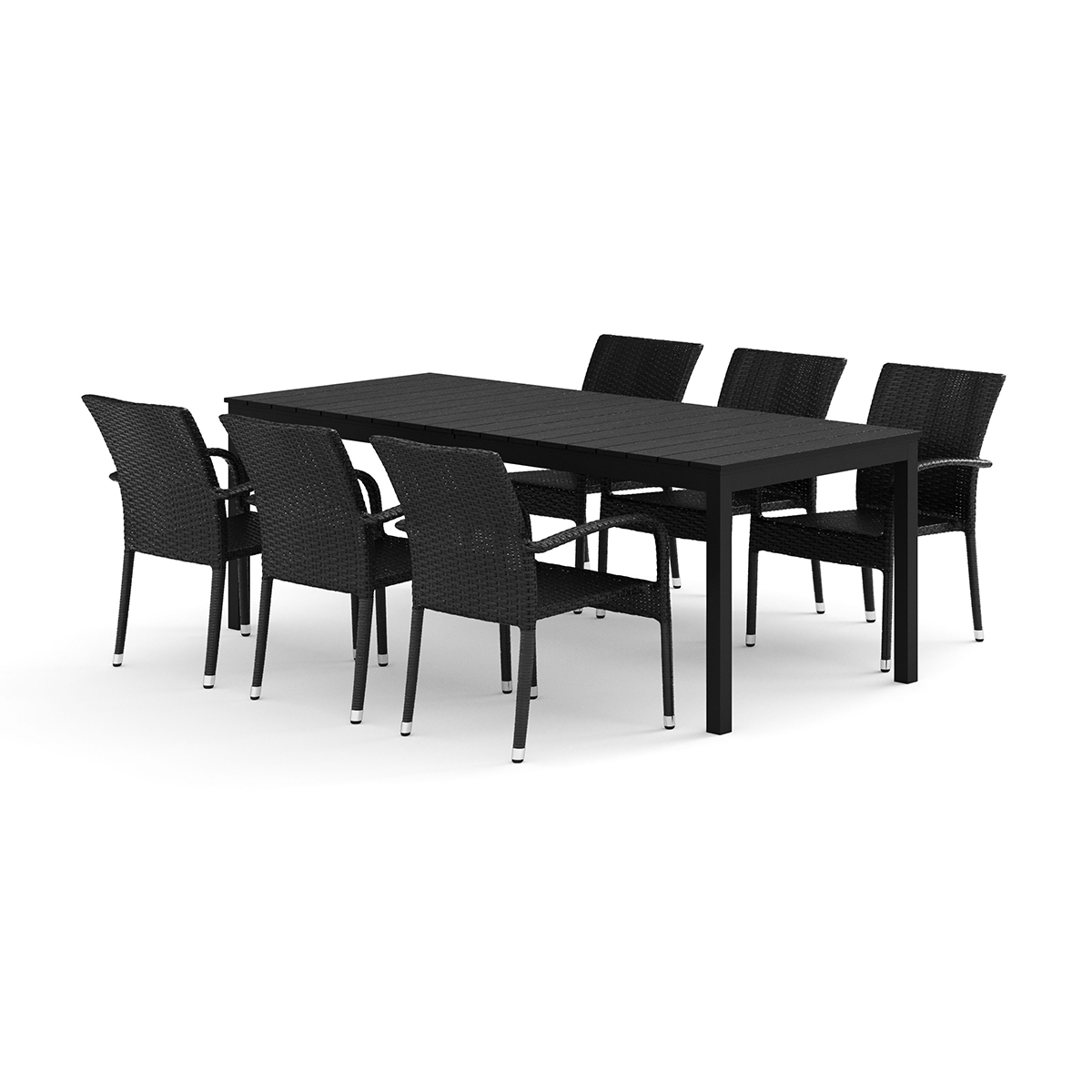 Trädgårdsgrupp Comfort Garden Tunis utomhus matgrupp förlängningsbart 205/305x90 cm med 6 Thor Light Trädgårdsfåtölj