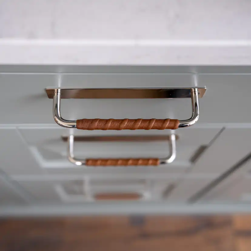 Handtag Beslag Design Royal Deluxe Läderlindad Brun