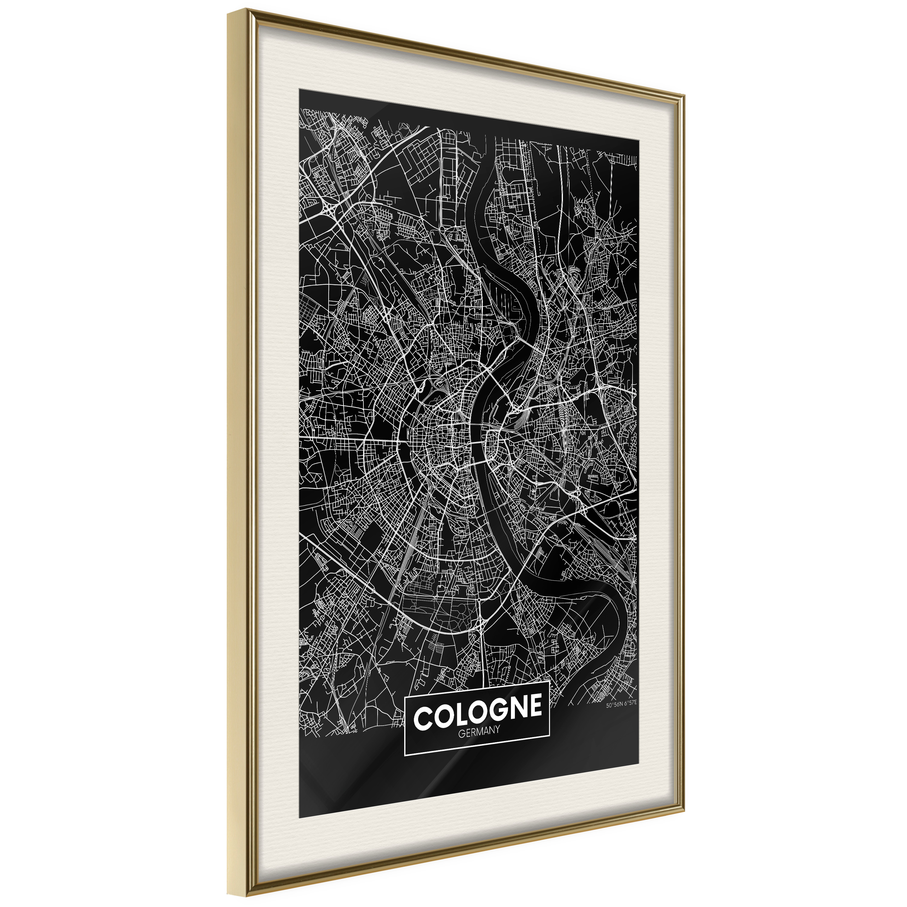 Poster Artgeist Affisch Dark Map of Cologne