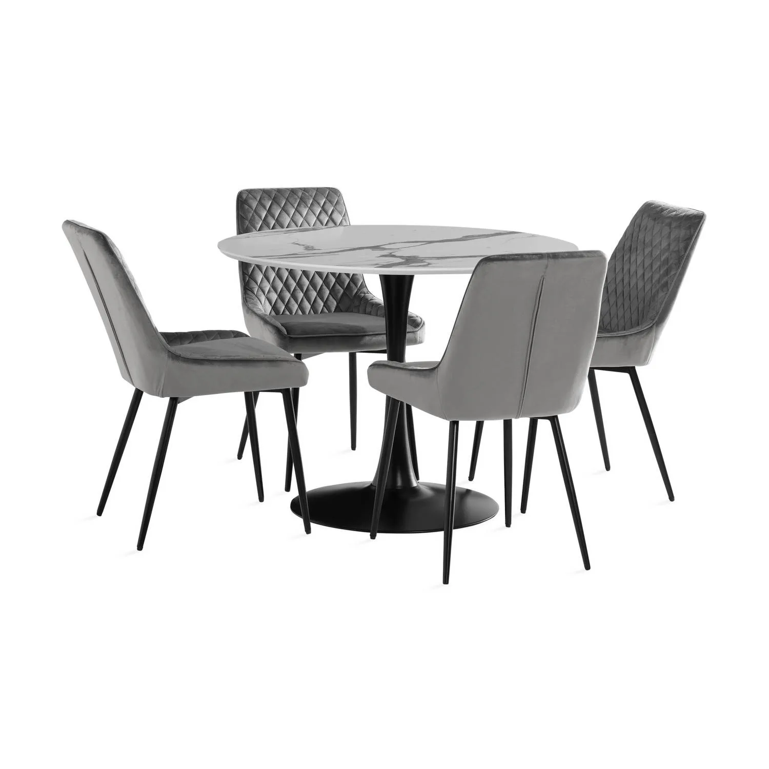 Matgrupp Basic Home Caitly Runt Matbord 100 cm med 4 Hennebyn Matstol