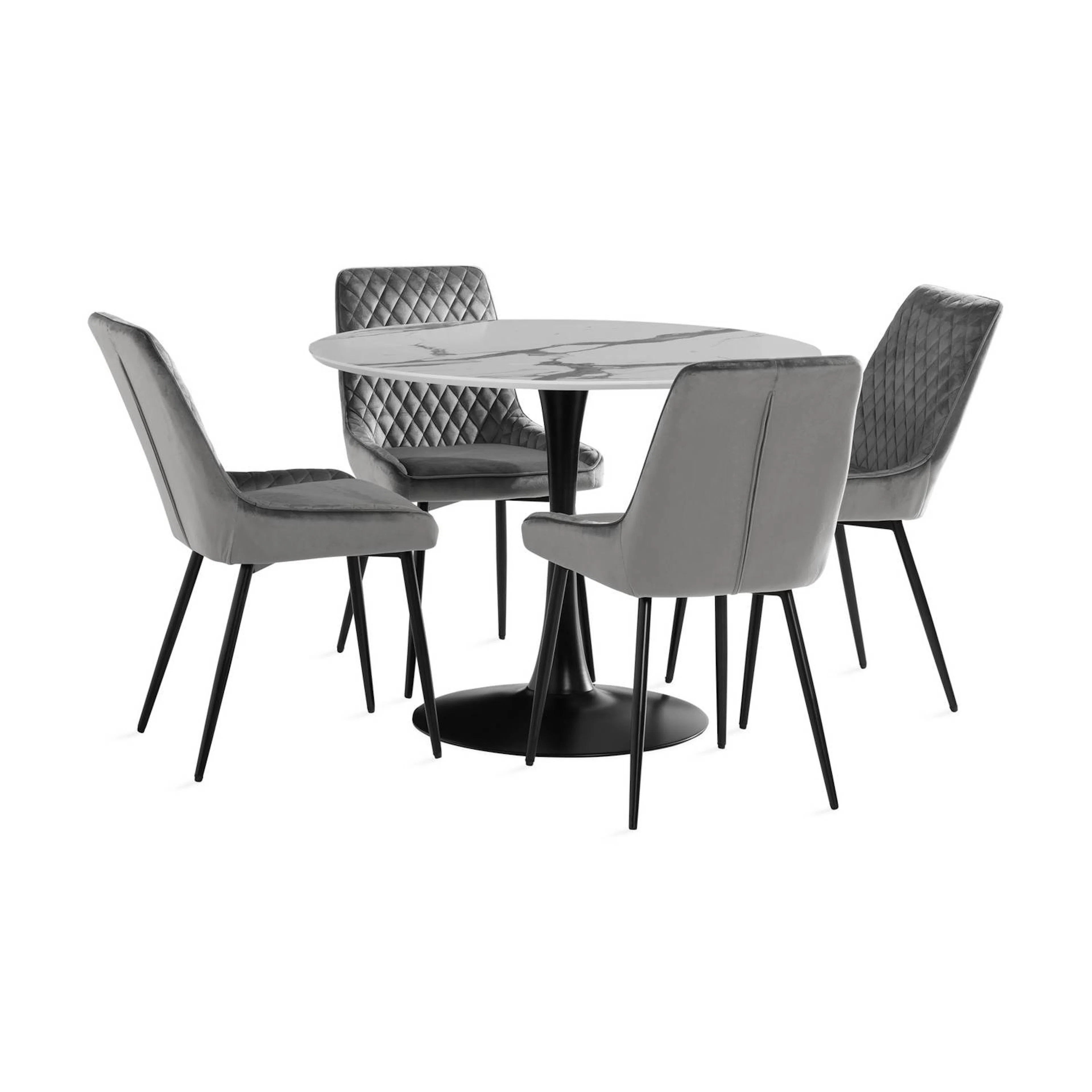 Matgrupp Basic Home Caitly Runt Matbord 100 cm med 4 Hennebyn Matstol