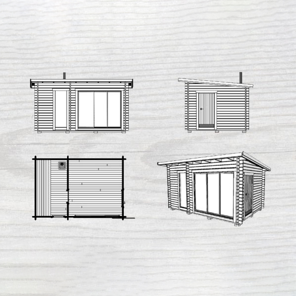 Bastu Baseco Gellas Funkis 15 m² Fristående Bastuhus med Isolerat Skjutglasparti