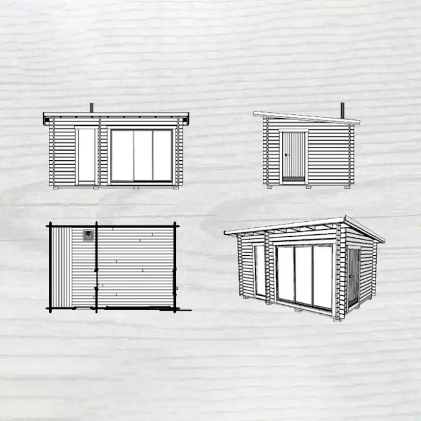 Bastu Baseco Gellas Funkis 15 m² Fristående Bastuhus med Isolerat Skjutglasparti