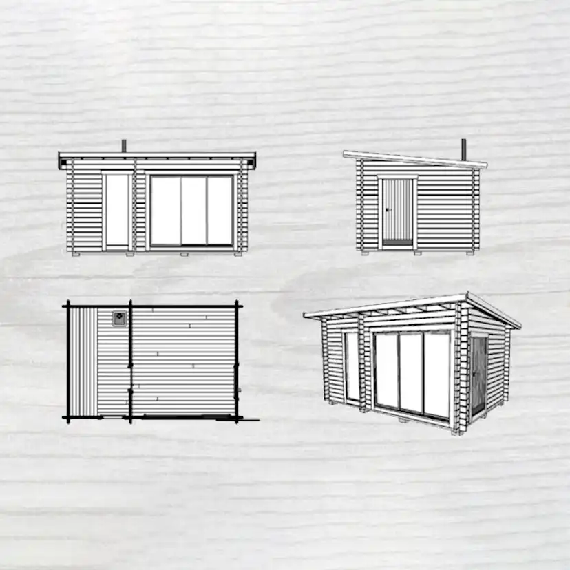 Bastu Baseco Gellas Funkis 15 m² Fristående Bastuhus med Isolerat Skjutglasparti