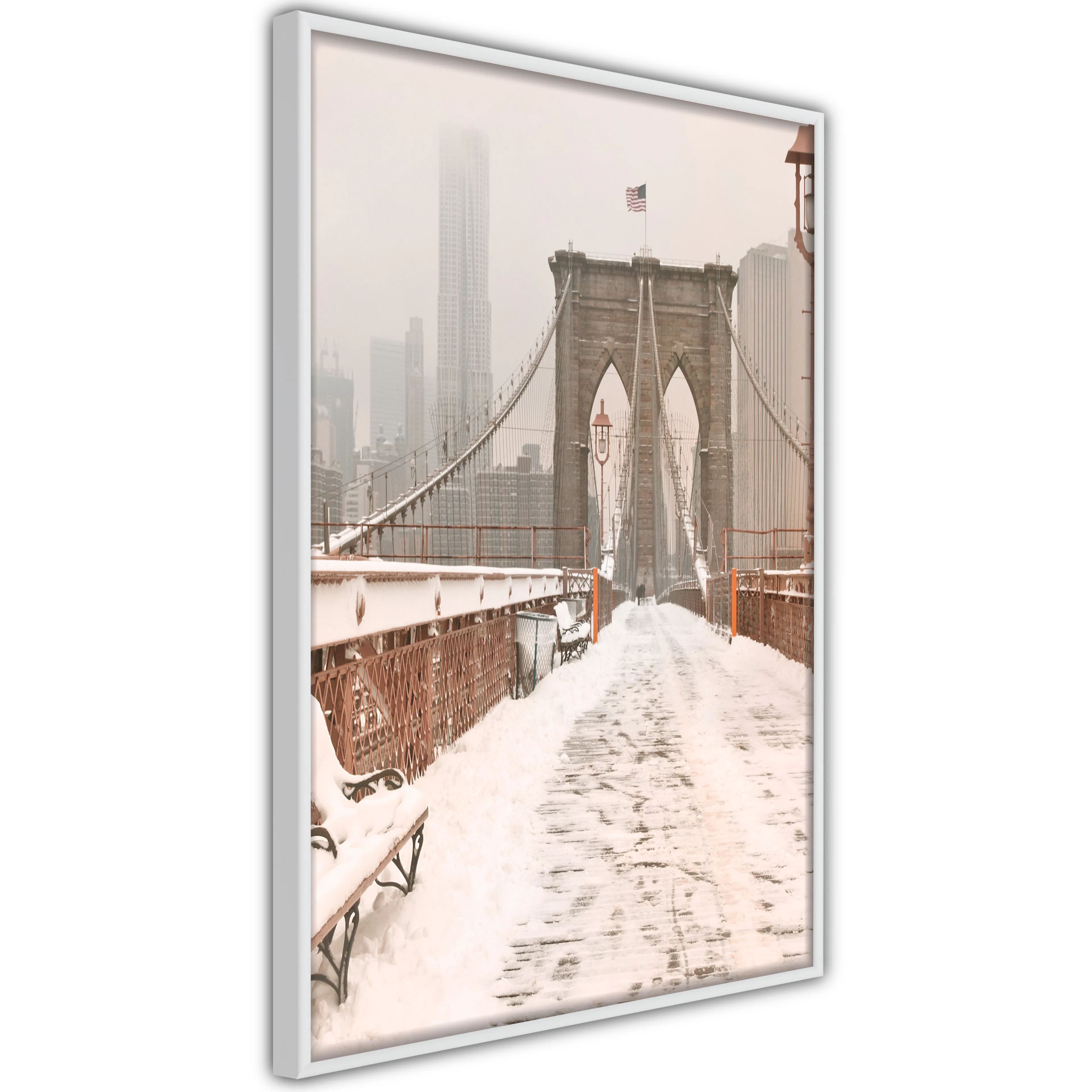 Poster Artgeist Affisch Brooklyn Bridge in Sepia