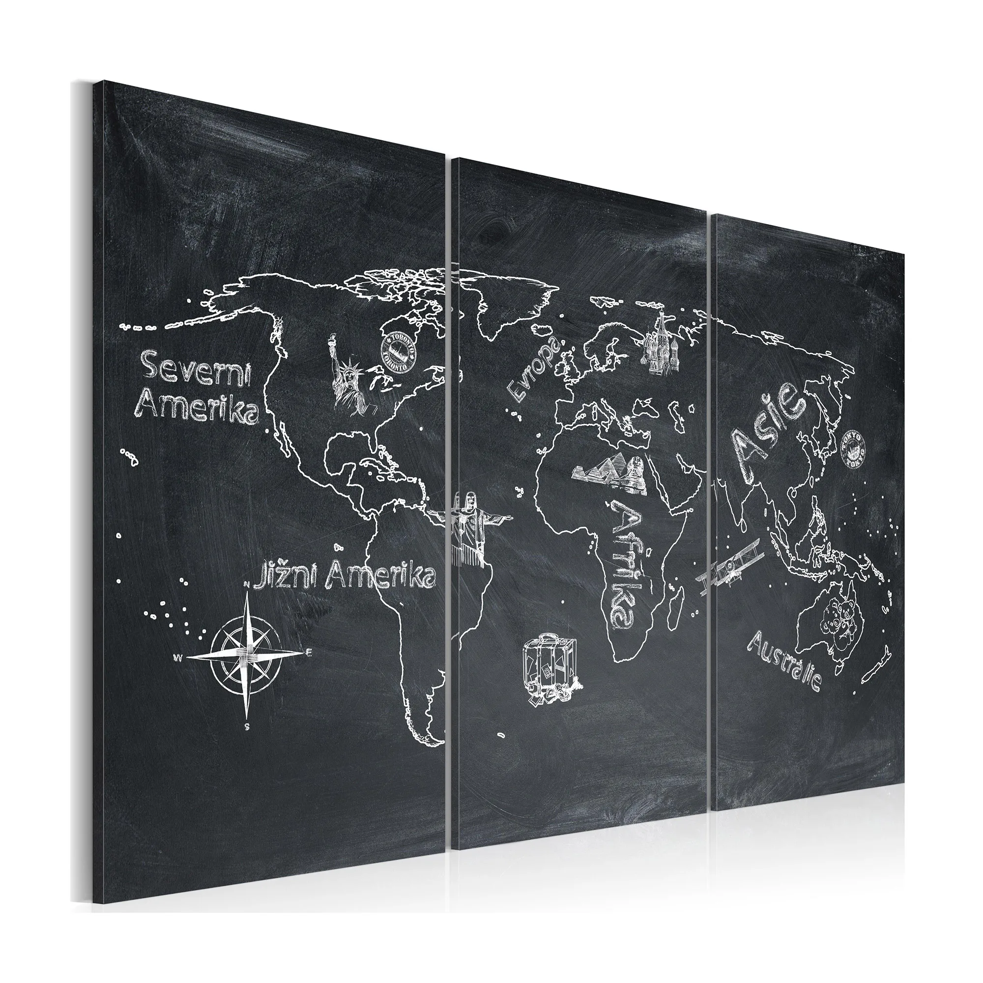 Tavla Arkiio Geografi Lektion Tjeckiska Språket Triptych