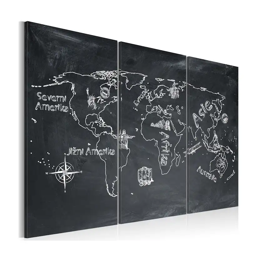 Tavla Arkiio Geografi Lektion Tjeckiska Språket Triptych
