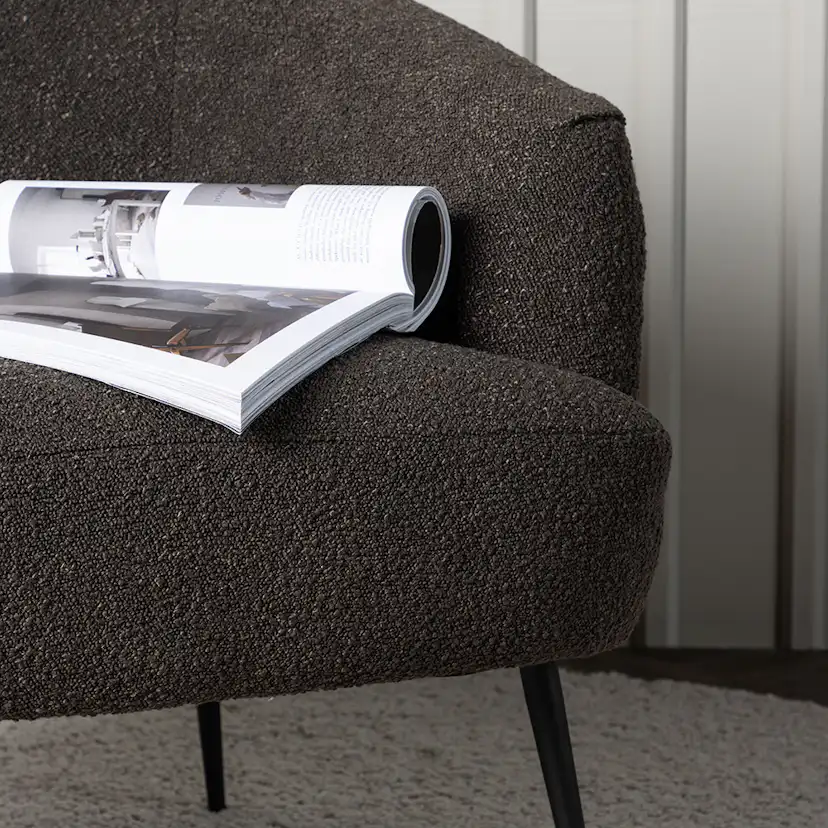 Derry Single Sofa - Black / Coffee/Grey Boucle Svart