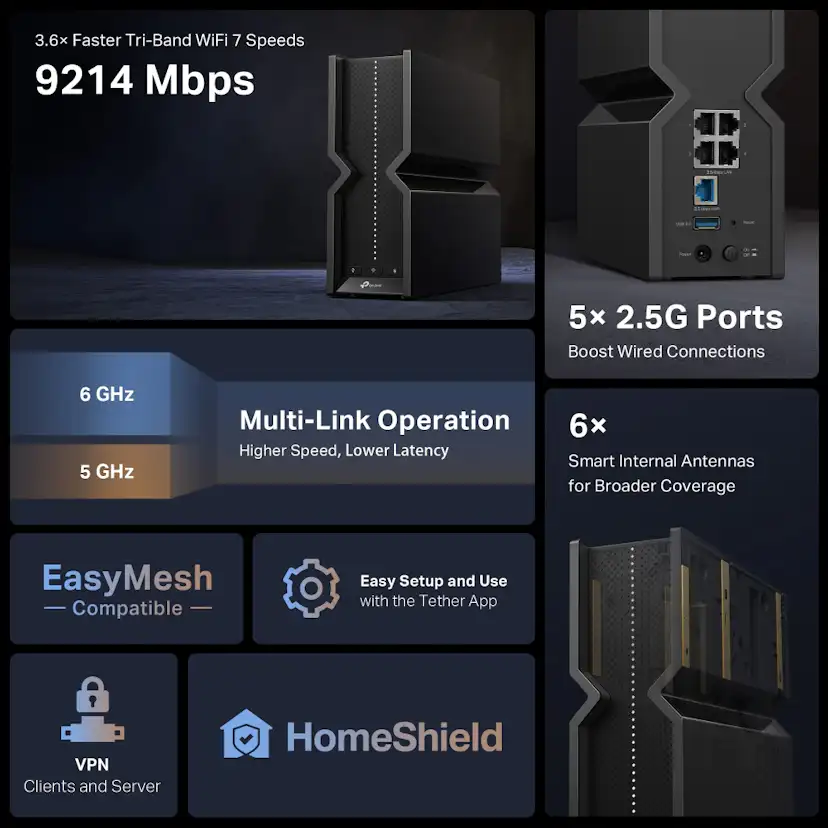 Router TP-Link Archer BE550 Tri-Band Wi-Fi 7
