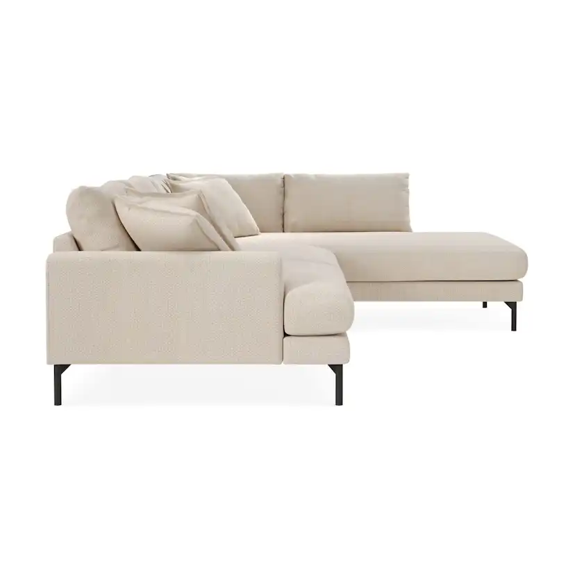 Schäslongsoffa Scandi Days Menard Premium Djup 5-sits Silencio 03, Ljusbeige Chenille, Högervändx