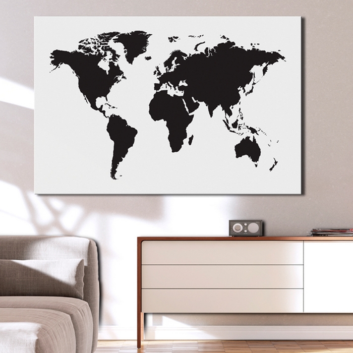 Tavla Arkiio World Map Black & White Elegance