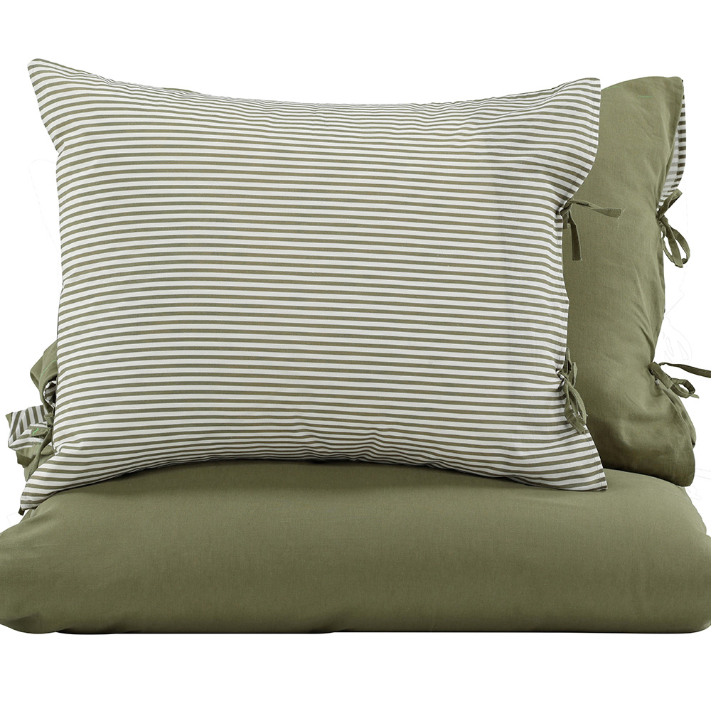Jenna Bed Set Linen Cotton Green 240x220 cm Färg: Mörkgrön, Mått: 240x220 cm