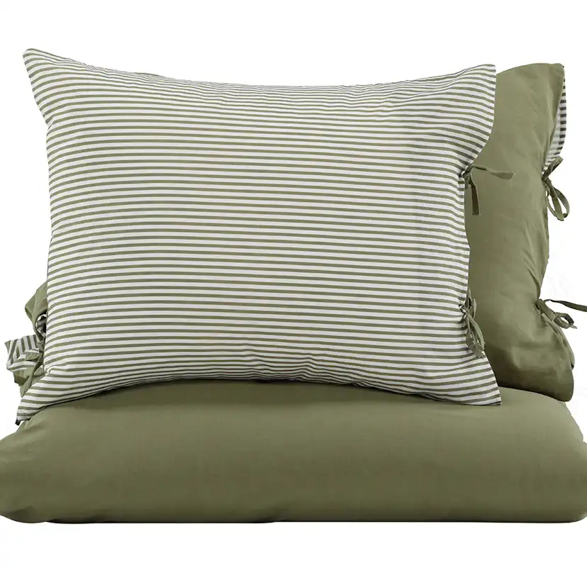 Jenna Bed Set Linen Cotton Green 240x220 cm Färg: Mörkgrön, Mått: 240x220 cm