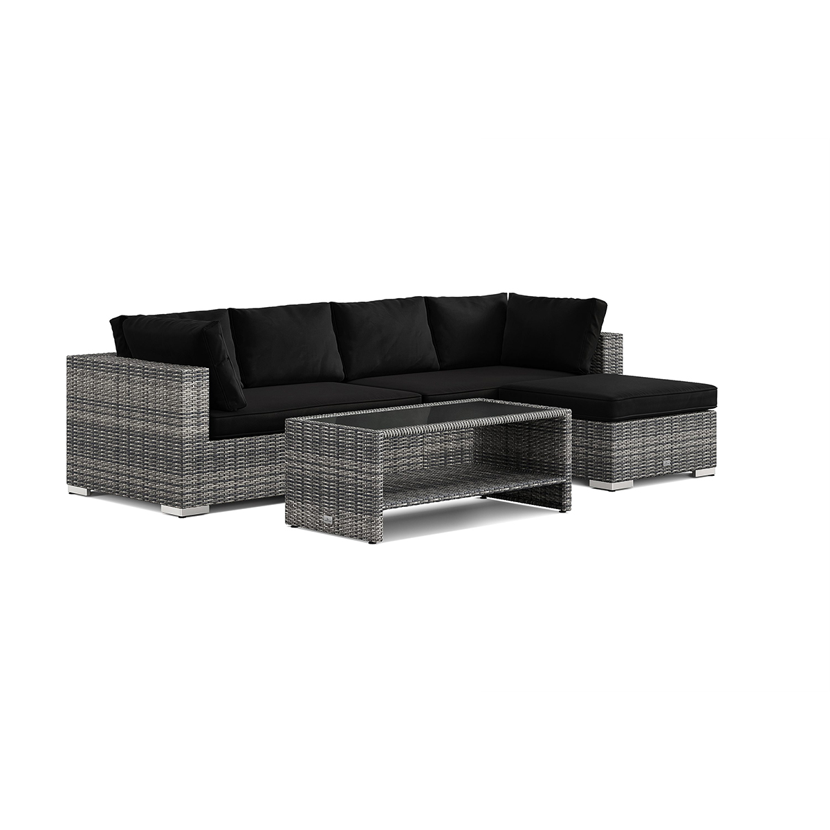 Loungegrupp Comfort Garden Bahamas utomhus divansoffa 5-sits med vändbar divan och bord med hylla