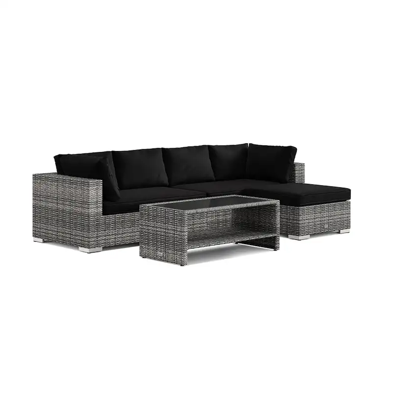 Loungegrupp Comfort Garden Bahamas utomhus divansoffa 5-sits med vändbar divan och bord med hylla