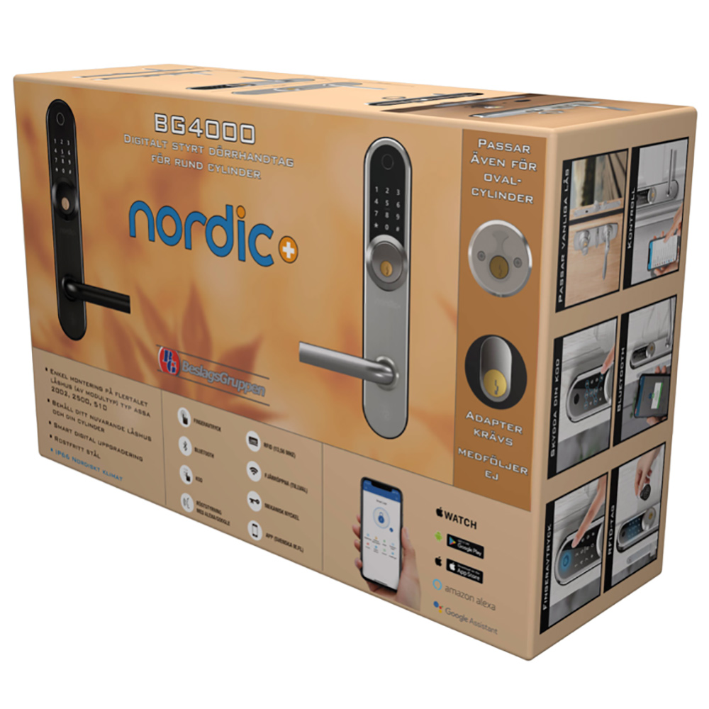 Elektroniskt Dörrlås Beslagsgruppen Nordic+ Fingeravtryck