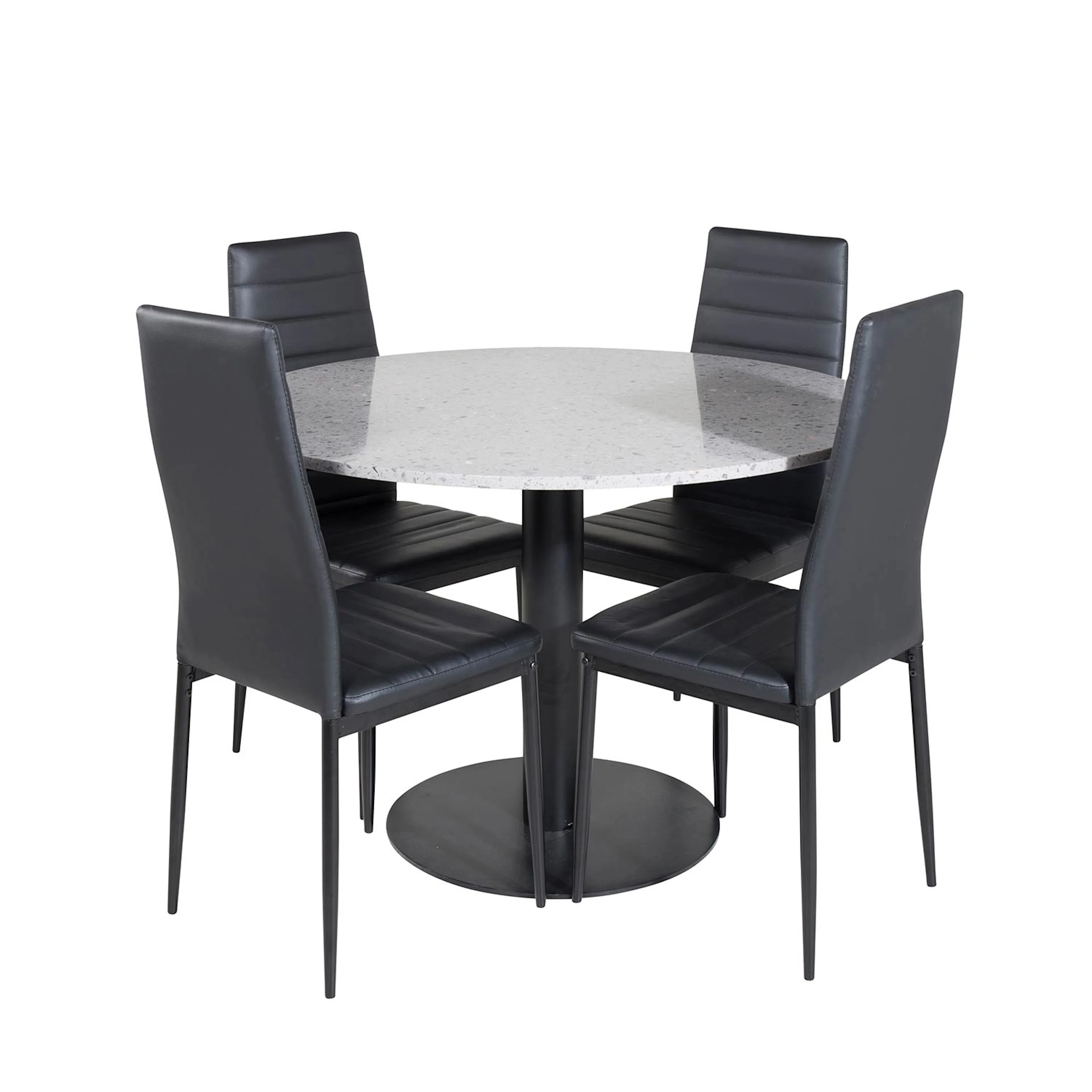 Razzia Table - Grey/Black+Slim High Back Chair-Black PU_4 Grå/Svart