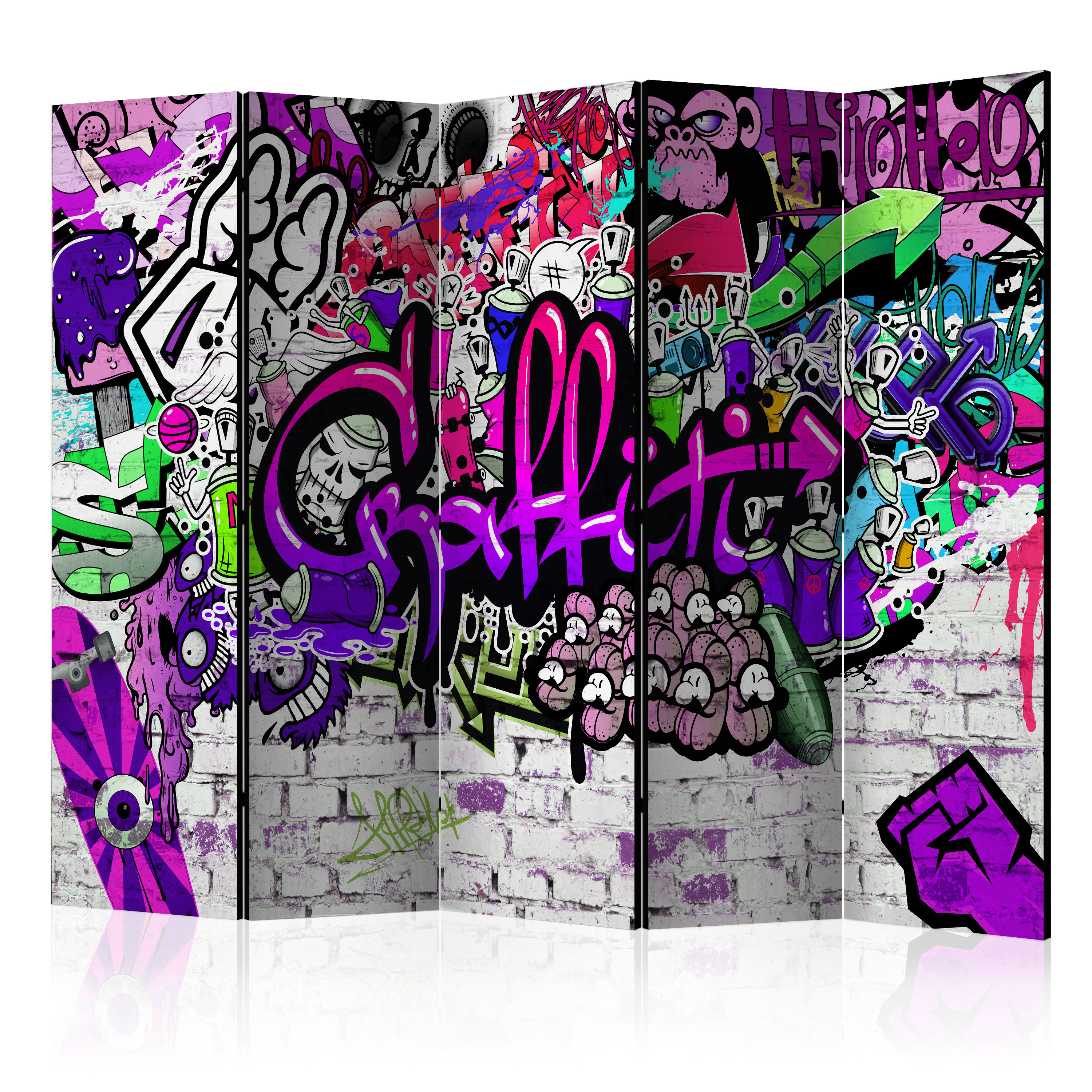 Rumsavdelare Skärmvägg Arkiio Purple Graffiti 225x172 cm