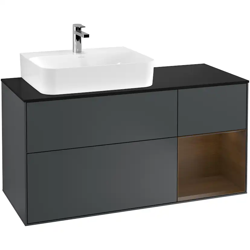 Tvättställsskåp Villeroy & Boch Finion med 3 Lådor Hylla och Bänkskiva för Ocentrerat Tvättställ