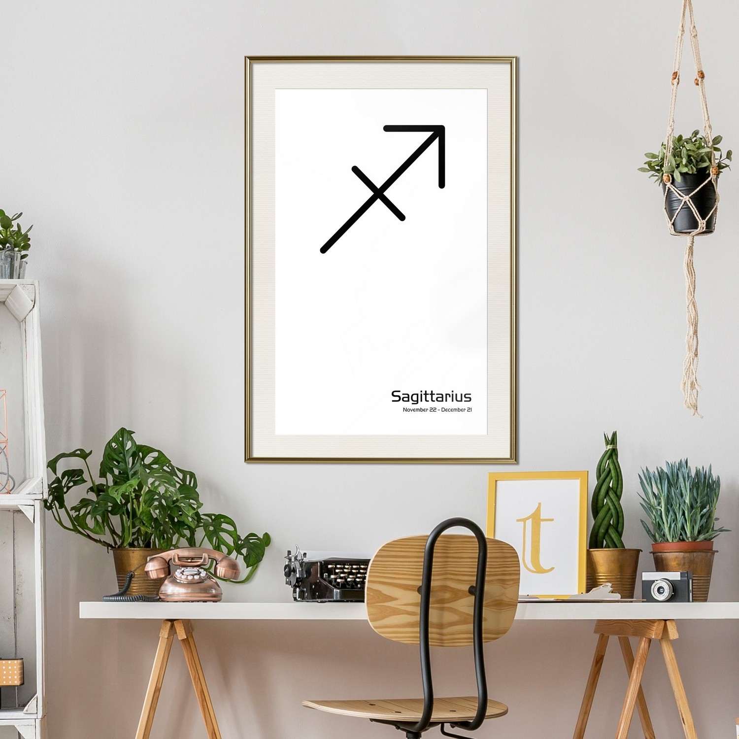 Affisch - Sagittarius [Poster] 30x45 Guld ram med passepartout, 30x45 cm