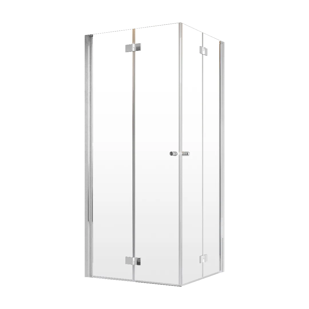 Noma 110 fyrkantig flex, STD 900 mm, 2 raka flexdörrar, 6 mm 880x880 mm, Krom