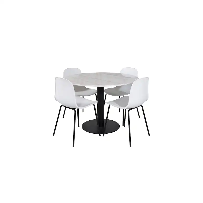 Estelle Round Dining Table ø106+ Arctic Dining Chair Vit/Svart/Vit