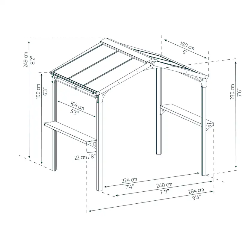 Paviljong Canopia by Palram Austin BBQ Aluminium 1,8 X 2,4 m