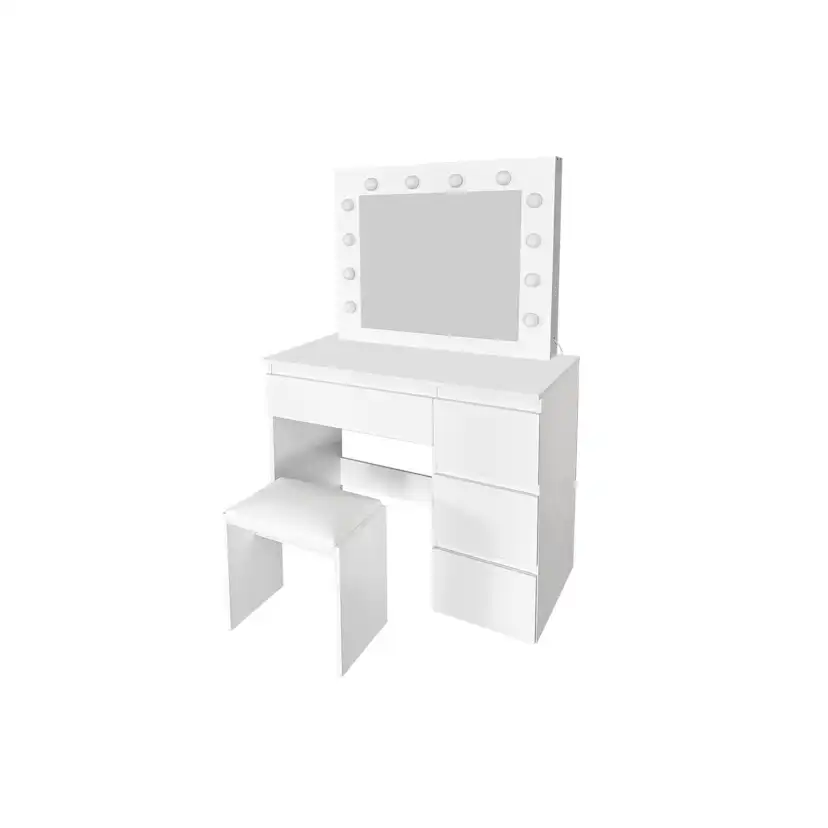 Sminkbord Scandinavian Choice Glow Komplett set med Spegel och Pall, LED-Belysning 94 cm