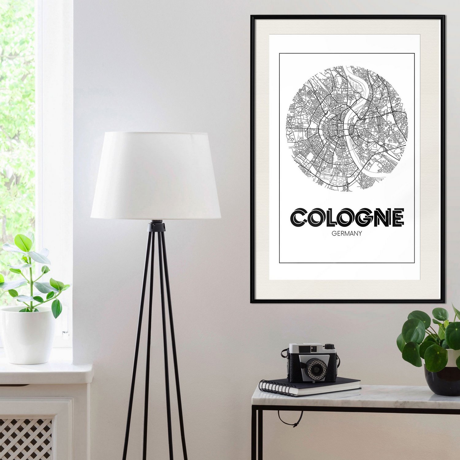 Affisch - Retro Cologne [Poster] 40x60 Svart ram med passepartout, 40x60 cm