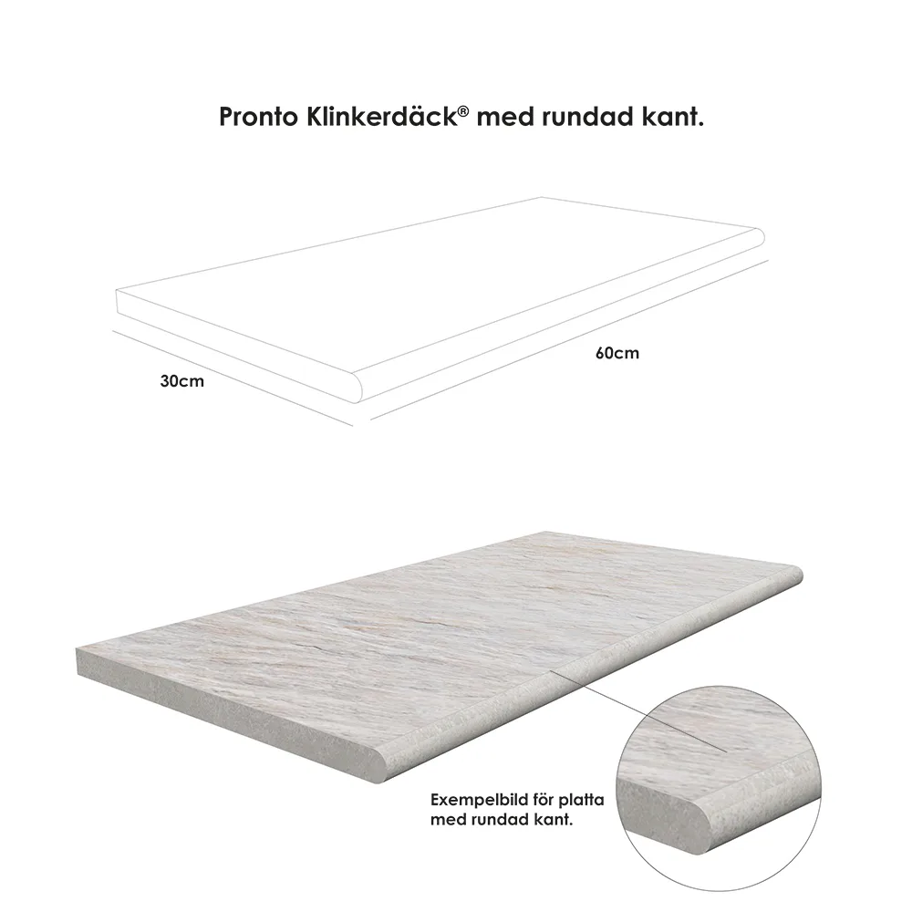 Poolkant/trappsteg Pronto Klinkerdäck Quartz Madera 30x60 cm