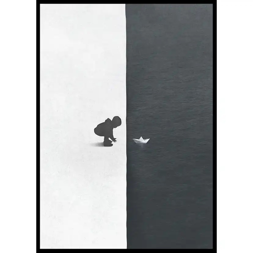 Poster Gallerix Child With Boat Contrast