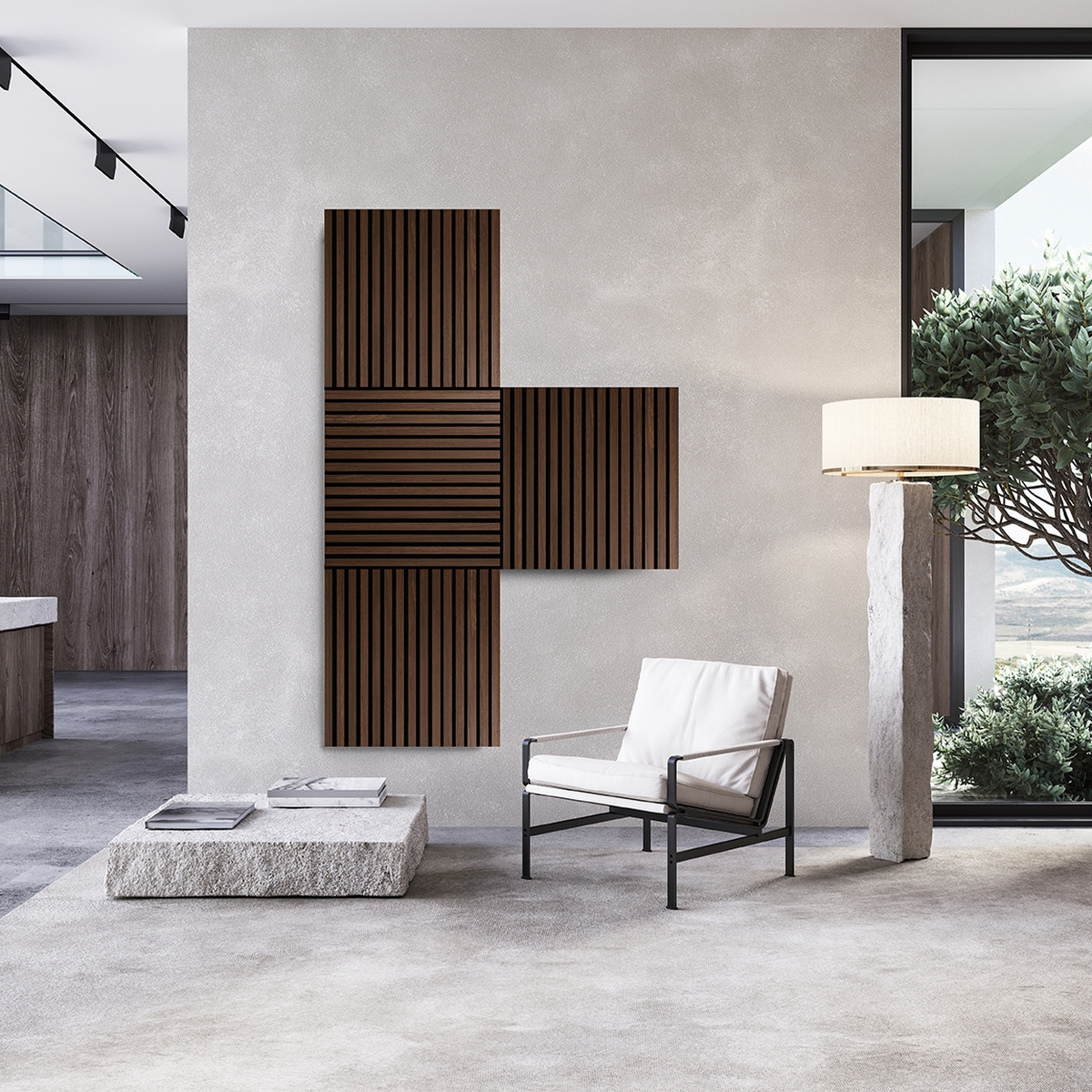Akustikpanel SQUARE - Smoked oak 2st Rökt ek
