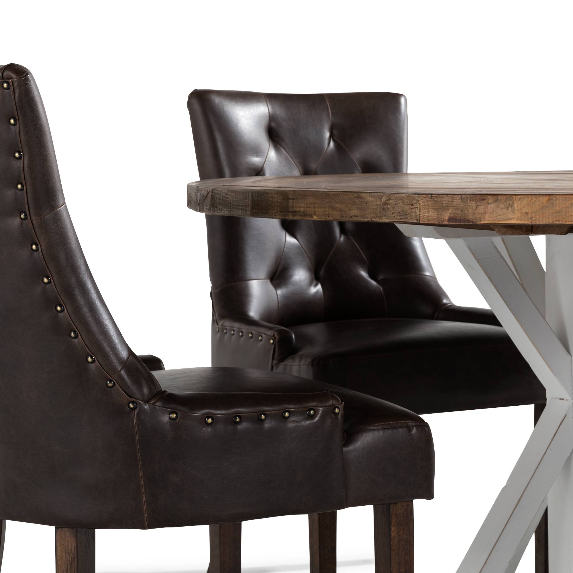 Matgrupp Bloomington Lyon Runt Matbord 120 cm Vit Bas med 4 Tuva Matstol Konstläder