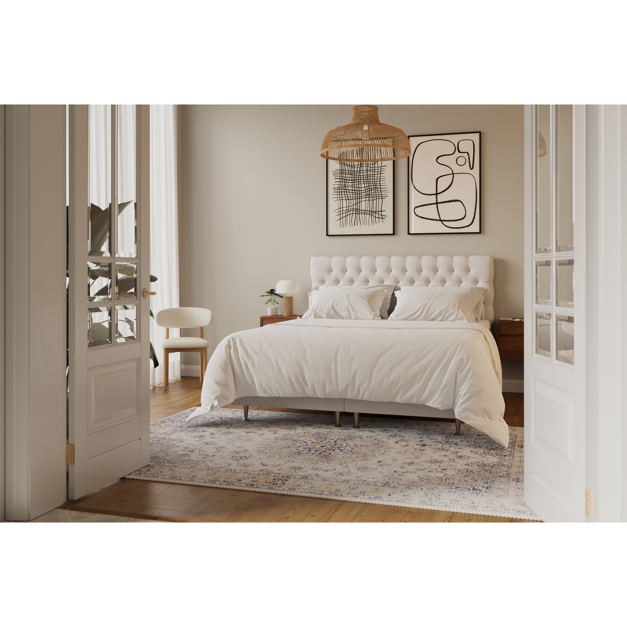 Hilton Lyx Komplett Sängpaket 180x200 cm Kontinentalsäng med Ljusbeige
