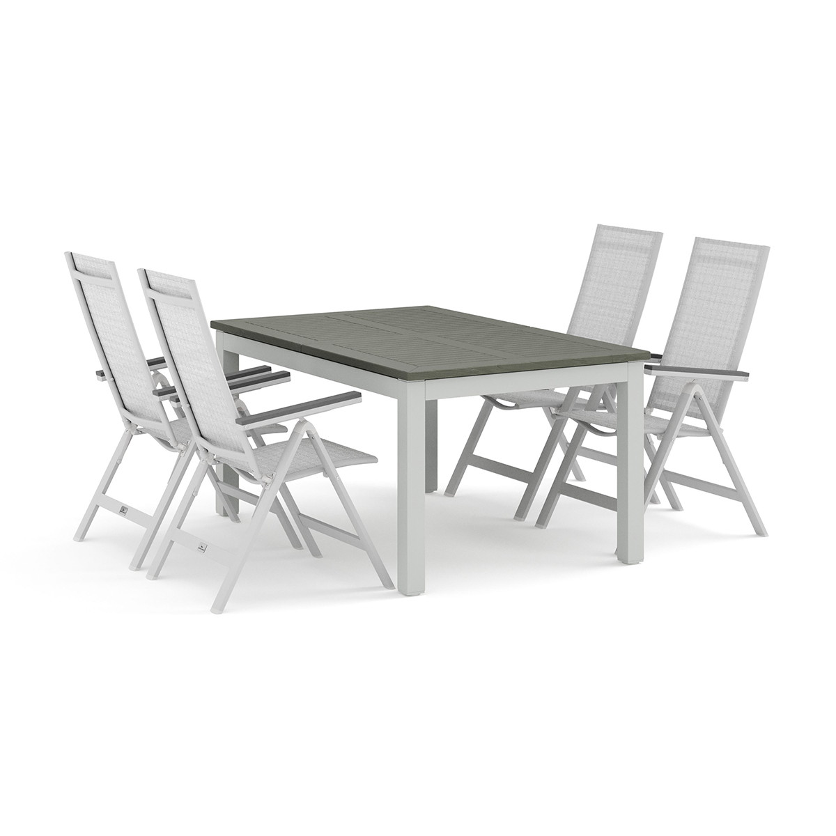 Trädgårdsgrupp Comfort Garden Monaco utomhus matgrupp förlängningsbart 150-250x90 med 4 Monaco Light positionsstolar