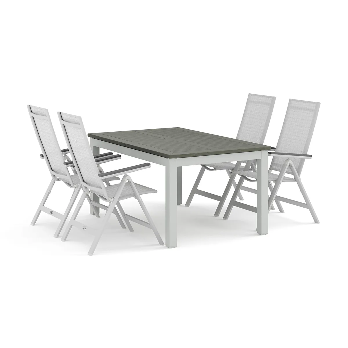 Trädgårdsgrupp Comfort Garden Monaco utomhus matgrupp förlängningsbart 150-250x90 med 4 Monaco Light positionsstolar