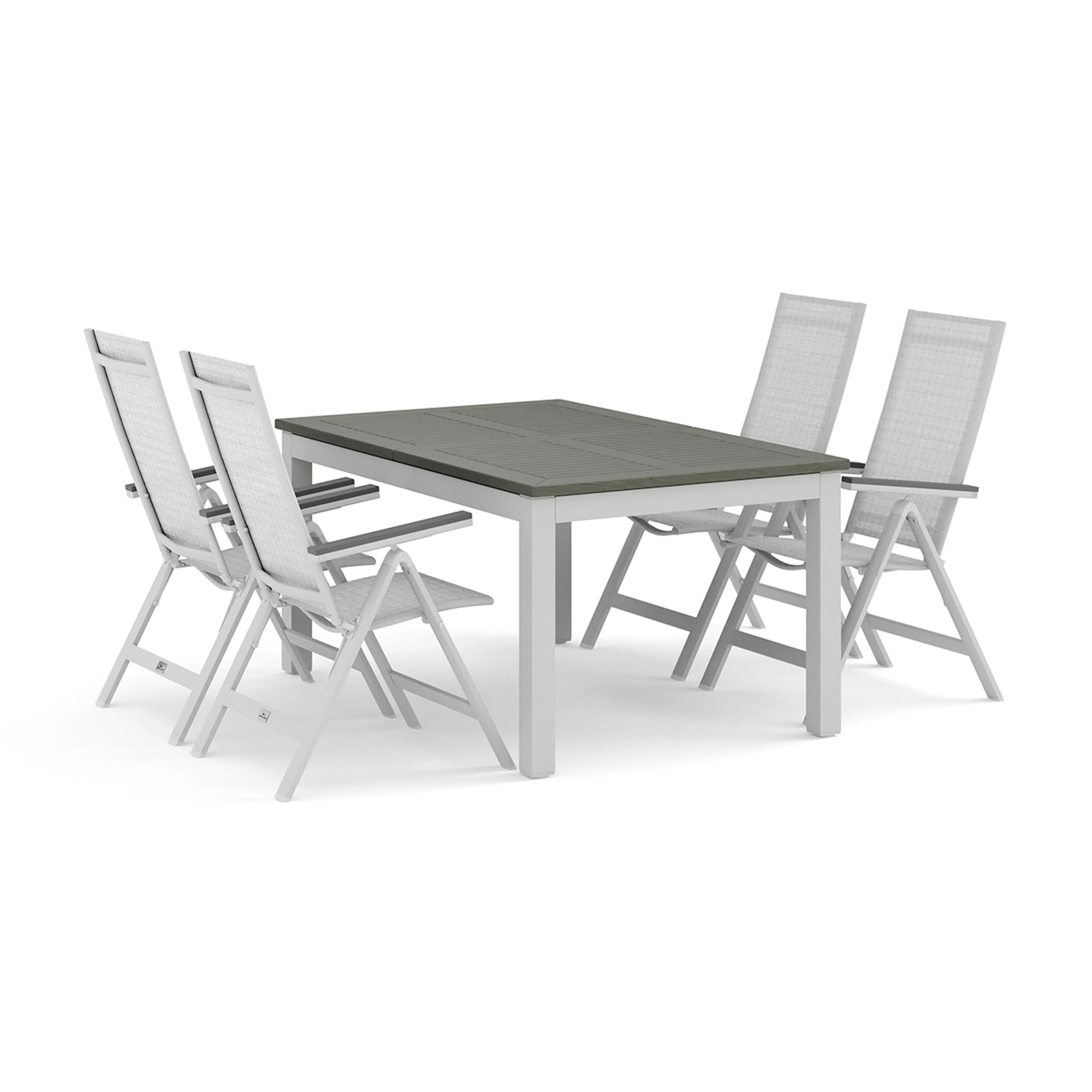 Trädgårdsgrupp Comfort Garden Monaco utomhus matgrupp förlängningsbart 150-250x90 med 4 Monaco Light positionsstolar