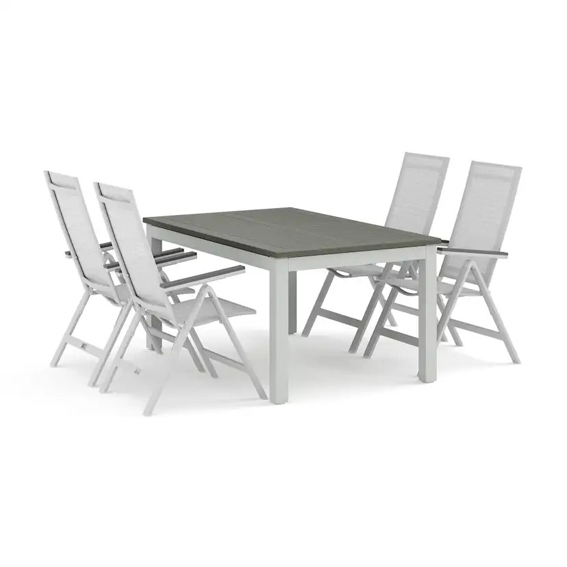 Trädgårdsgrupp Comfort Garden Monaco utomhus matgrupp förlängningsbart 150-250x90 med 4 Monaco Light positionsstolar