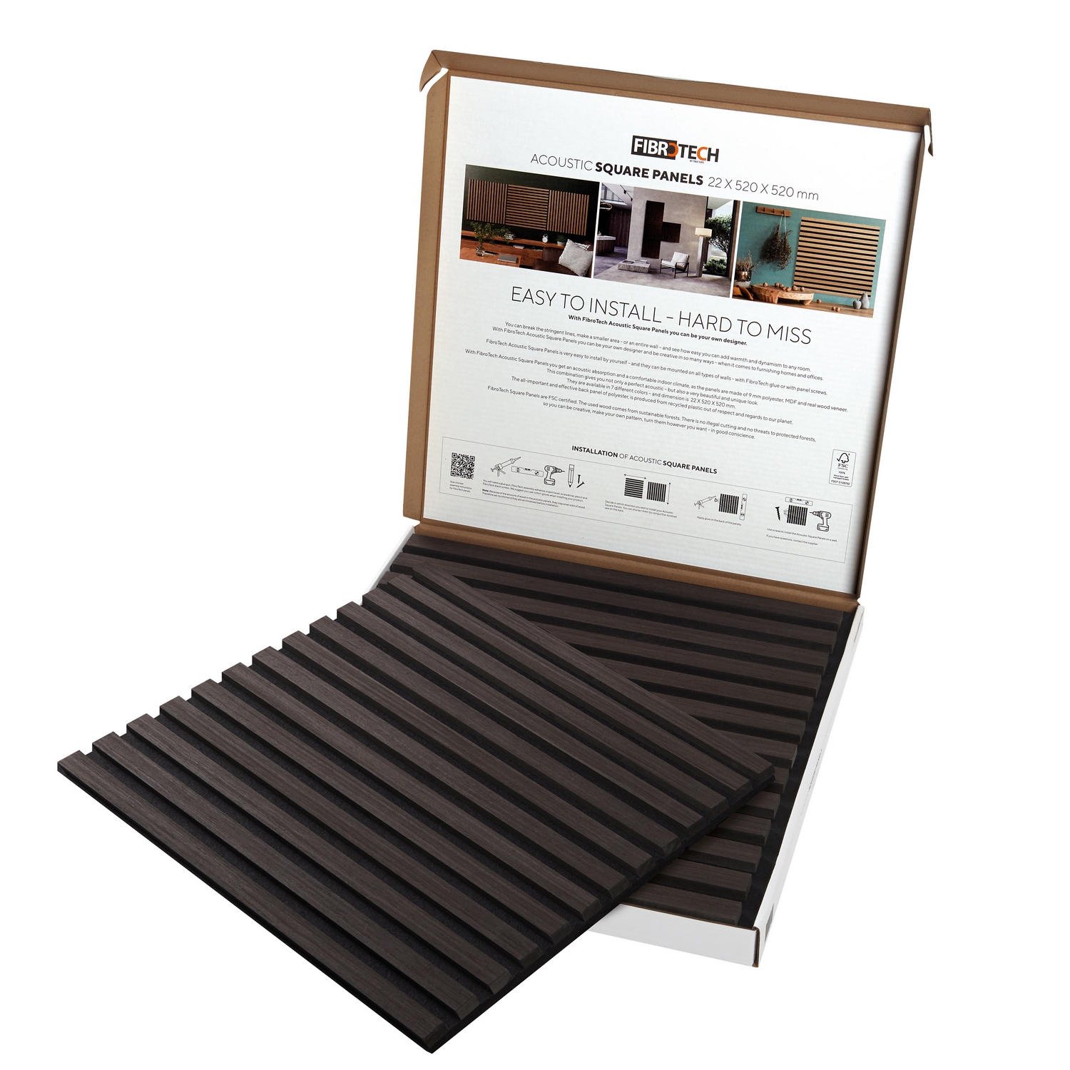 Akustikpanel SQUARE - Smoked oak 2st Rökt ek
