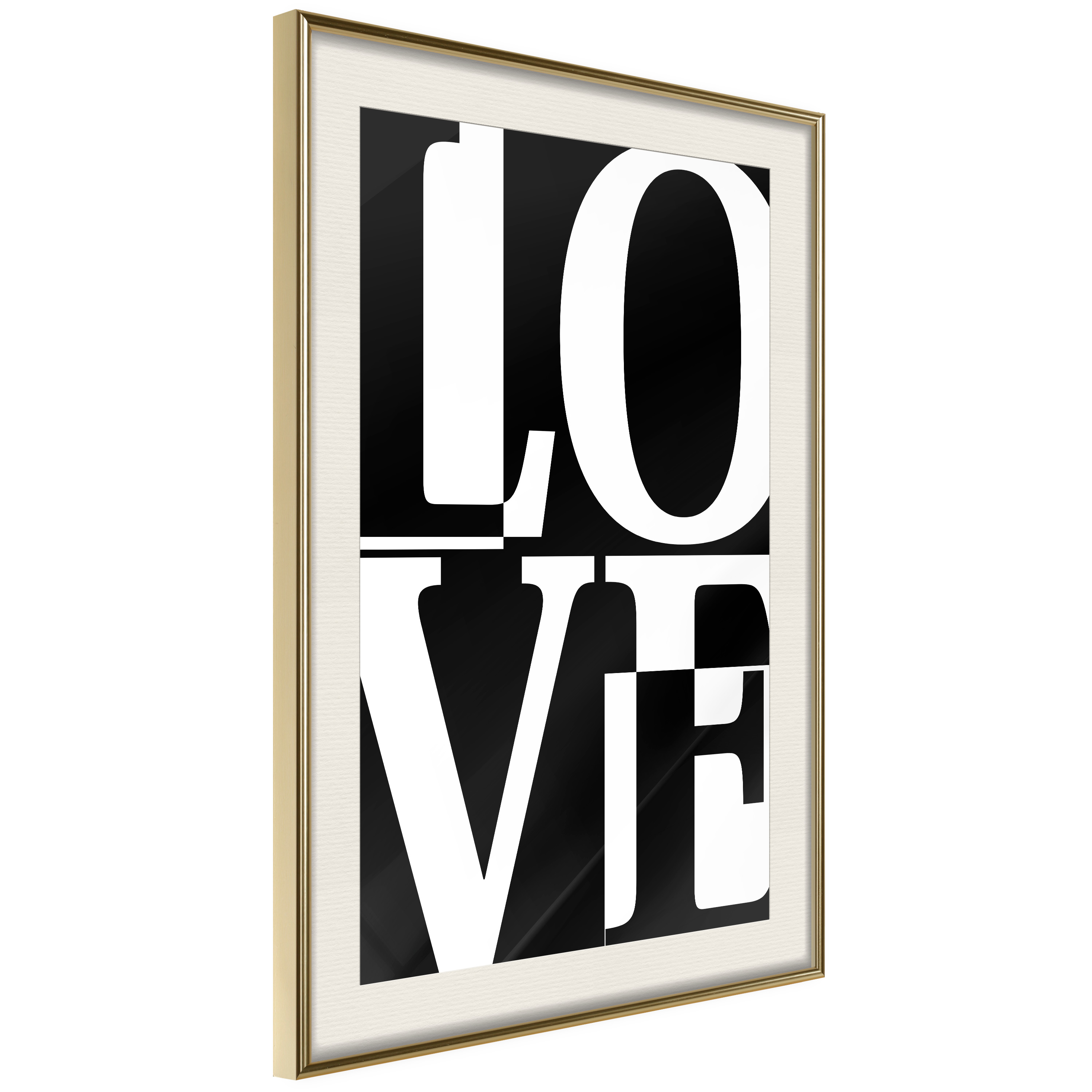 Affisch - Black and White Love [Poster] 20x30 Guld ram med passepartout, 20x30 cm