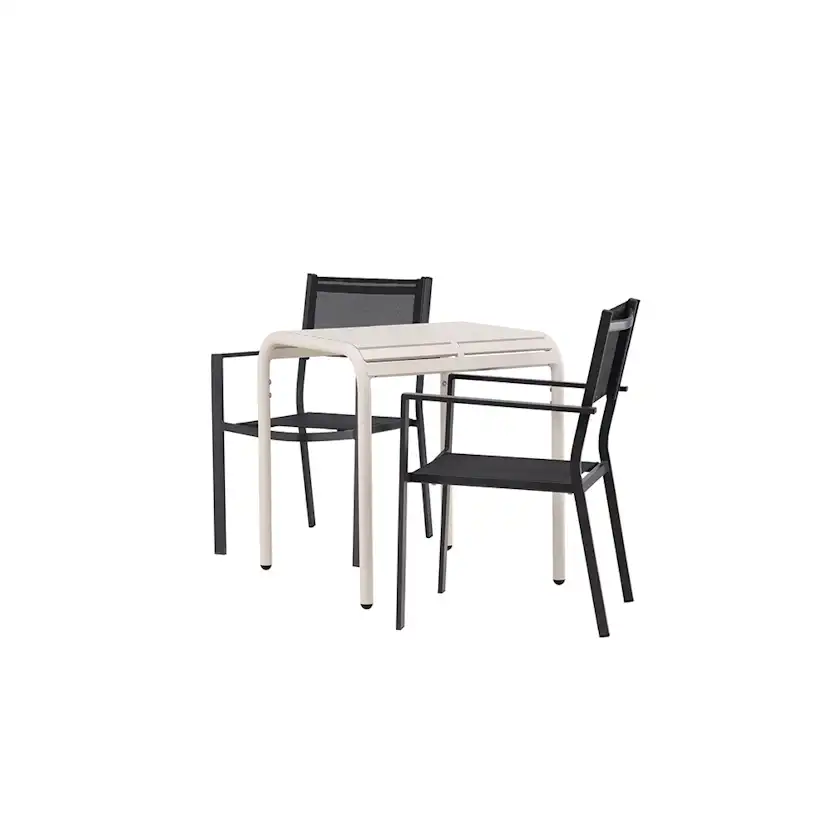 Borneo Cafetable Aluminium - Beige / Kvadrat 70*70* +Copacab Svart/Beige