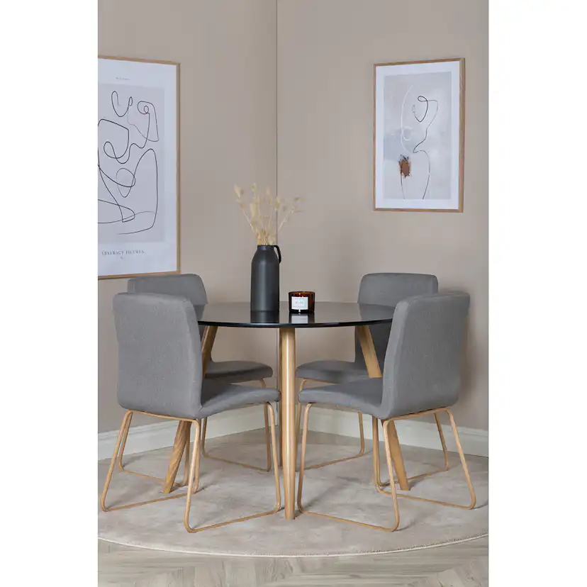 Matgrupp Venture Home Plaza Ø100 cm med 4st Mace Matstolar