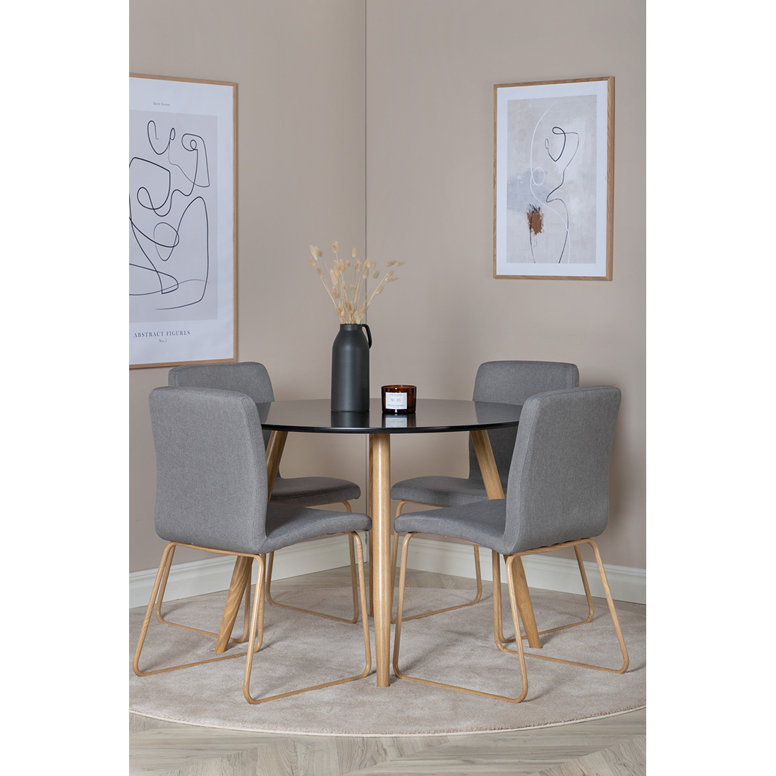 Matgrupp Venture Home Plaza Ø100 cm med 4st Mace Matstolar