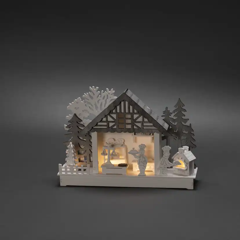 Julby Gnosjö Konstsmide Motiv Hus Trä 4 LED